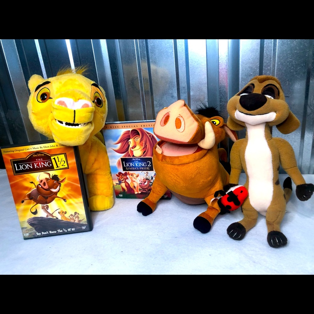 Lion King Bundle Movies 1 1/2 & 2 Talk & Roar Simba King Timon Pumbaa Disney